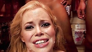 Ass Fucking Gang Bang! Blonde gets Pounded in all 3 Holes. Massive Triple Facial & Swallowing!