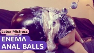 Extreme FEMDOM ENEMA, Anal Play with Whipped CREAM and ANAL Balls in my SLAVE's Ass