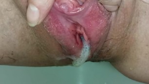Pissing out Creampies Close up POV
