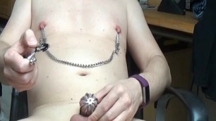 Playing with Nipple Clamps (no cum, no face)