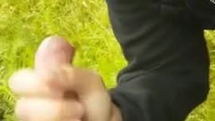 Twink sucking cock in the park and getting the cum