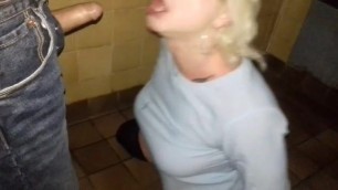 Cum eating blowjob in the tiolets