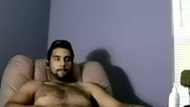 Bearded dude with hair on chest jerks off in amateur video