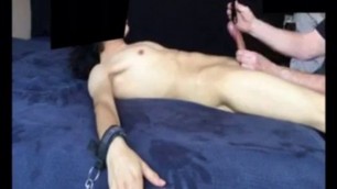 Skinny twink dick vibrated until he cums