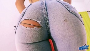 Busty Blonde Babe Wearing Skin Tight Jeans&excl; Amazing Ass&excl;